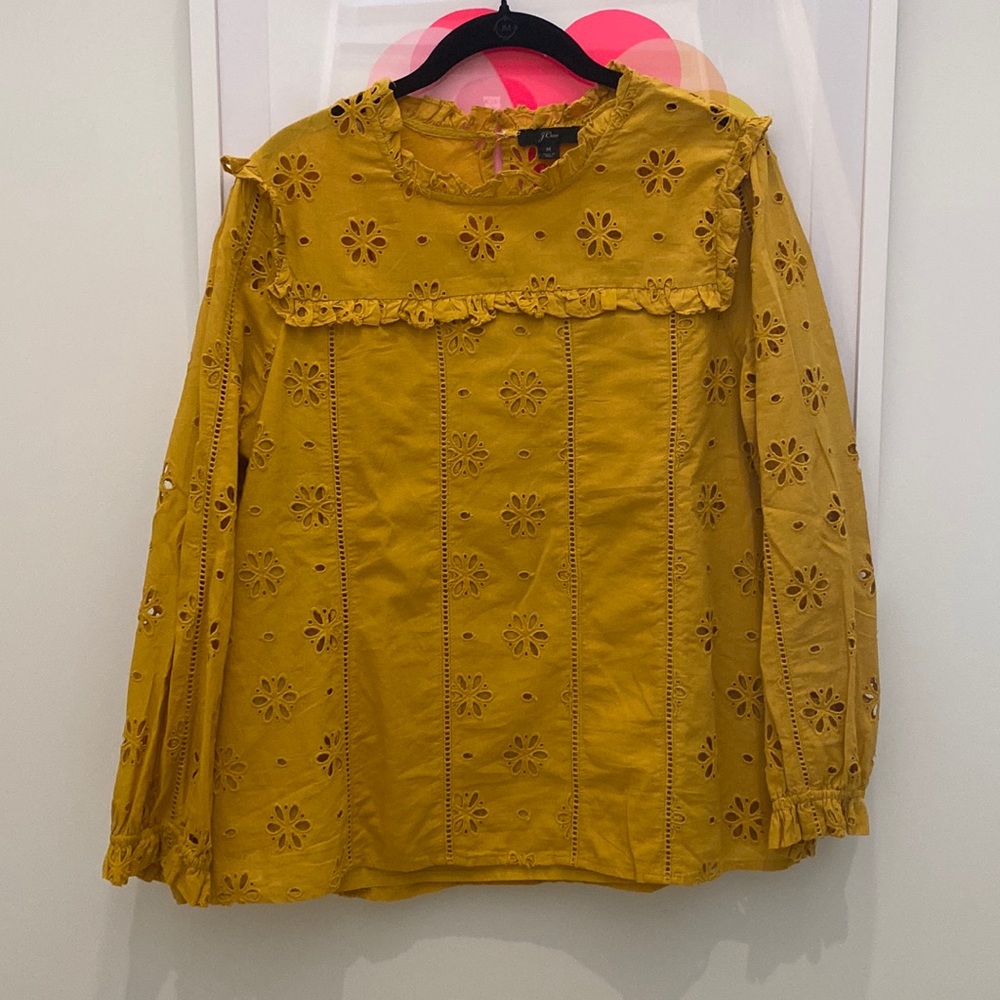 Jcrew size M ruffle neck long sleeve top